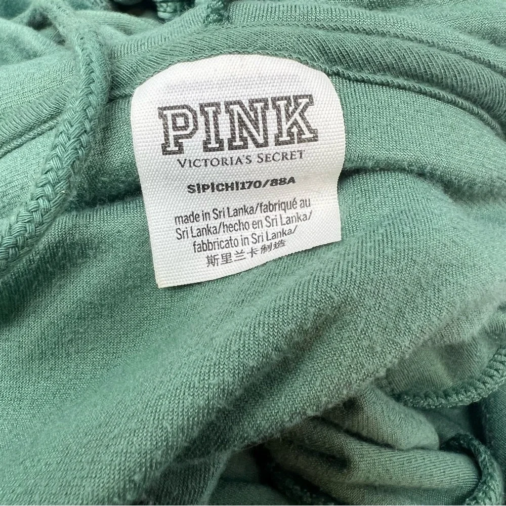 PINK Victoria’s Secret Velour Tracksuit Set Green Hoodie Pants Small Y2K